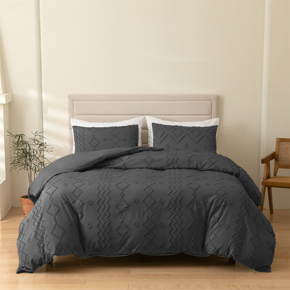 3-Piece Geometric Cut Flower Duvet Cover and Pillowcase Set - Calm Cloud Bedding